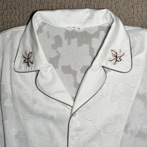 Valleyouth Embroidered White Semi-Sheer Shirt with Contrast Piping - Picture 6 of 11